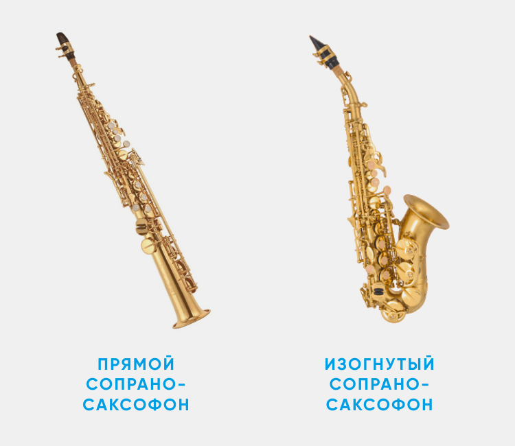 Curved and straight soprano saxophones